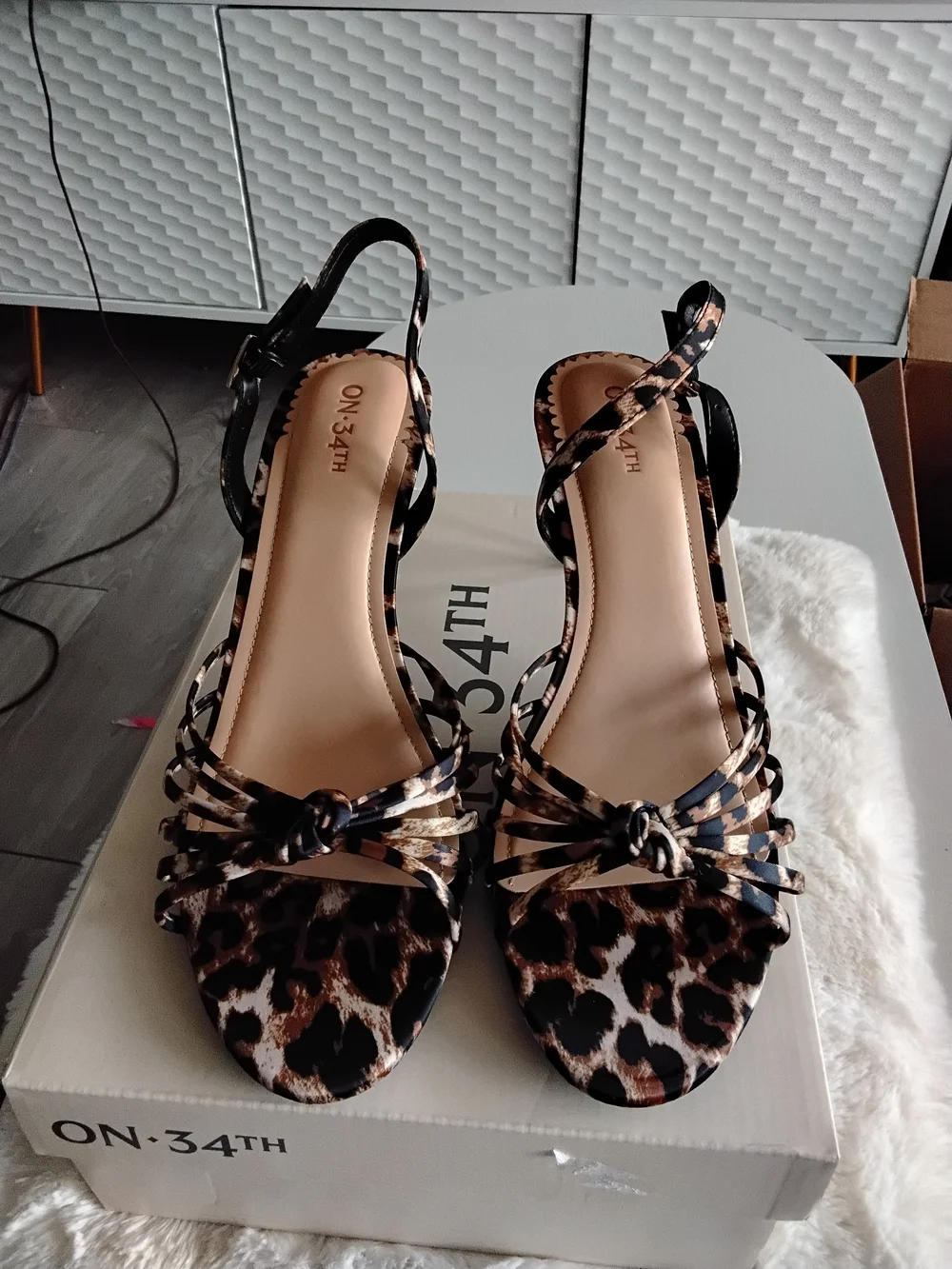 ON 34TH Leopard-Print Slingback Heels in Brown and Black